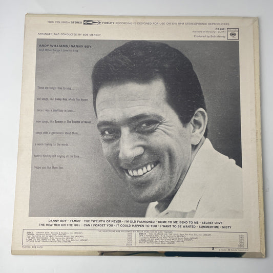 ANDY WILLIAMS-DANNY BOY-LP-VG+-OLD COLUMBIA SIX EYE-TAMMY-MISTY-SECRET LOVE