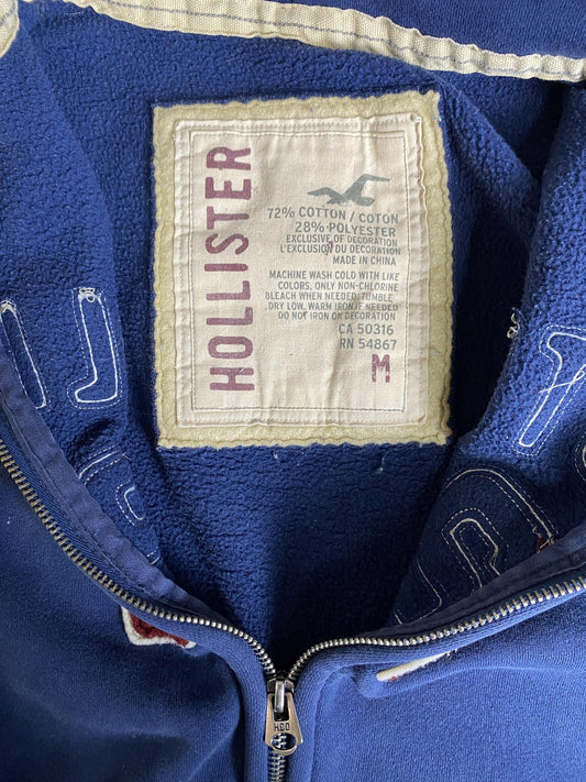 Hollister Hoodie Youth Medium Blue Full Zip Fleece 22 Logo Hooded Sweatshirt