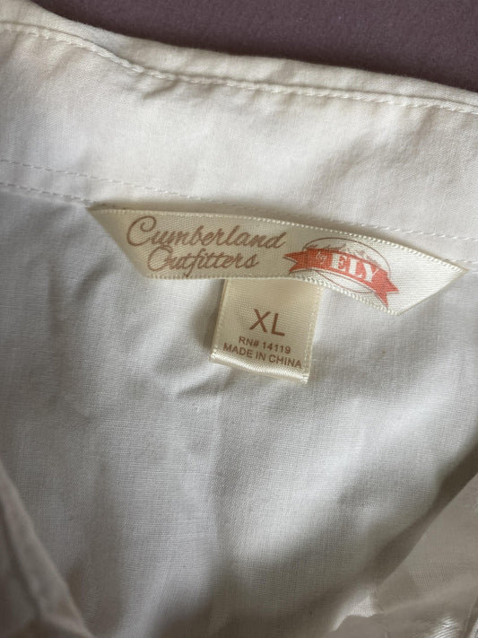 Cumberland Outfitters Shirt Mens XL White Western Cowboy Pearl Snap Long Sleeve