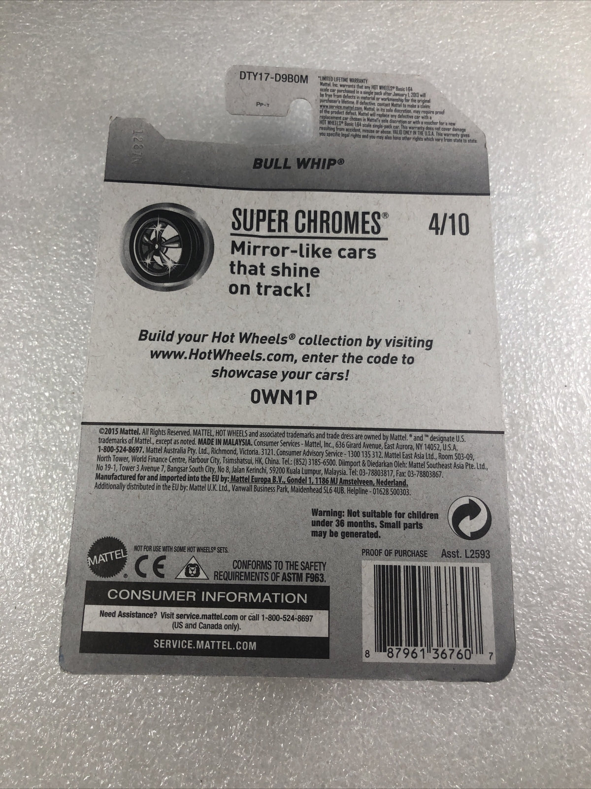 2017 Hot Wheels #273 Super Chromes 4/10 BULL WHIP Chrome w/Olive Wheels 5 Spoke