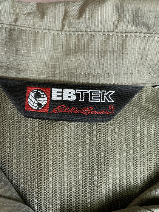 Eddie Bauer EBTEK Shirt Mens XL Green Vented Fishing Button Up Long Sleeve