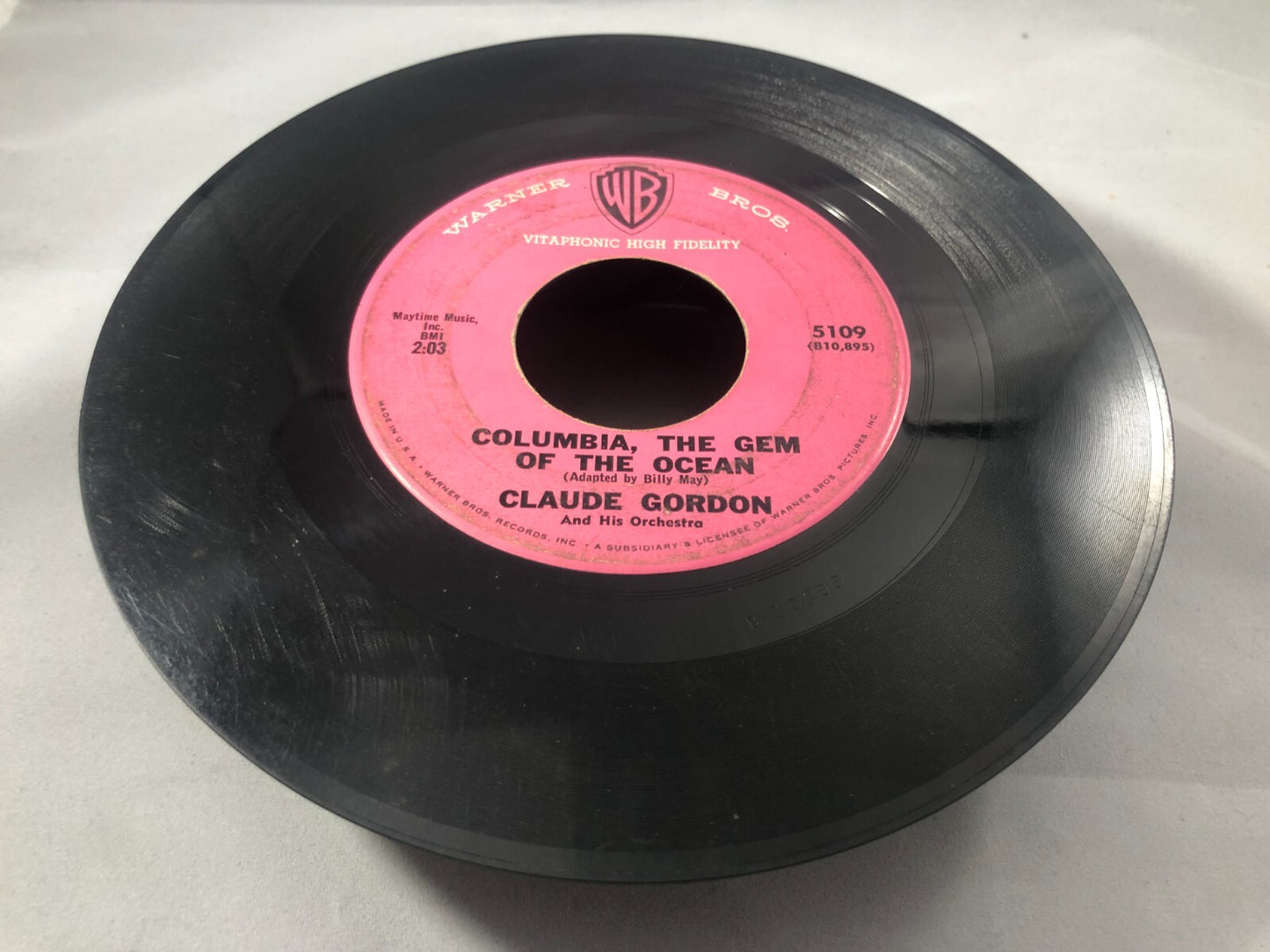 Claude Gordon: Columbia, The Gem Of The Ocean / No Not Much 45 RPM F201 G