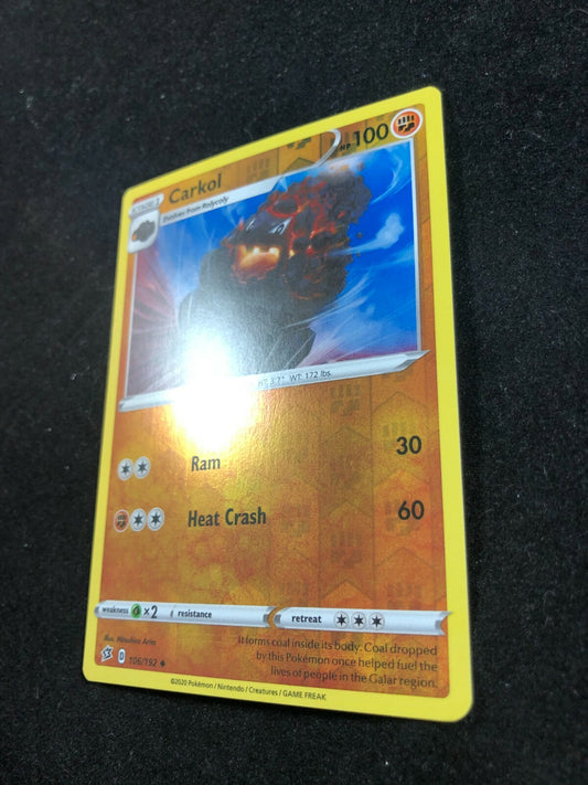Carkol 106/192 UC Reverse Holo Pokemon TCG Card Rebel Clash NM-MT