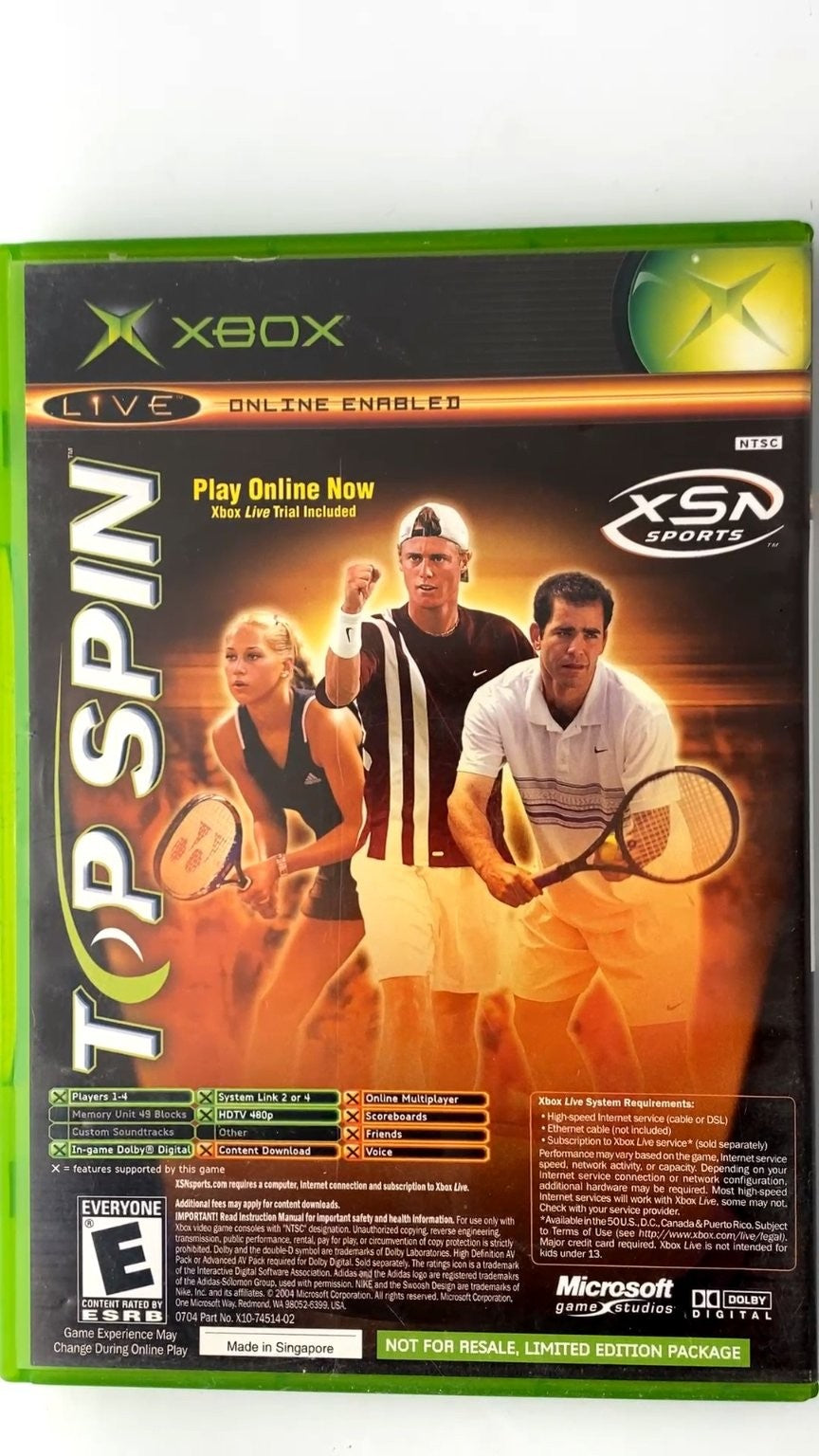 TOP SPIN + NCAA Football 2005 Xbox Video Game Online Enabled Multiplayer