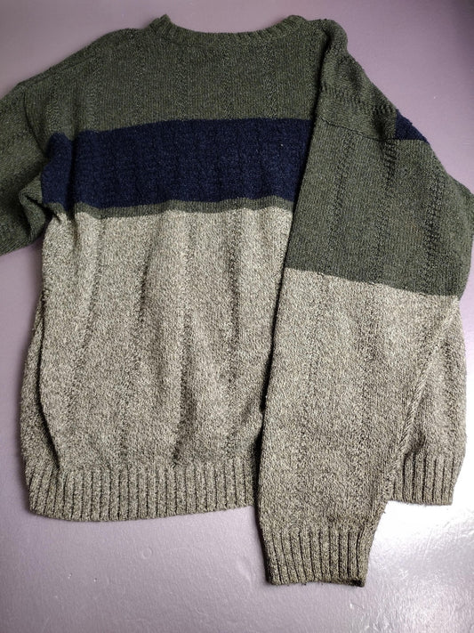 Vintage Consensus Sportswear Sweater Mens Large Green Colorblock Crewneck 90s