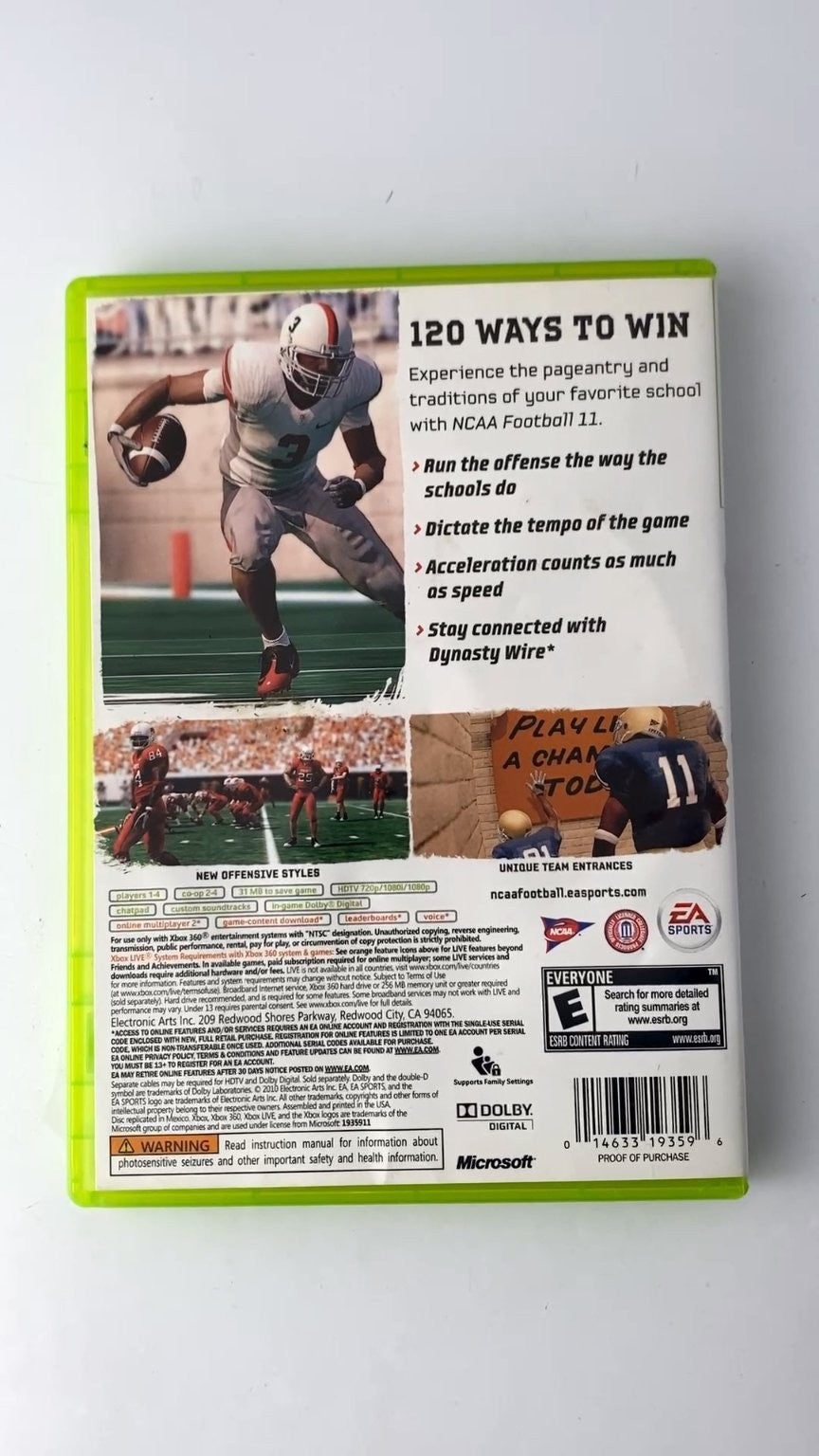 NCAA Football 11 Xbox 360 Video Game Multiplayer ESPN EA Sports