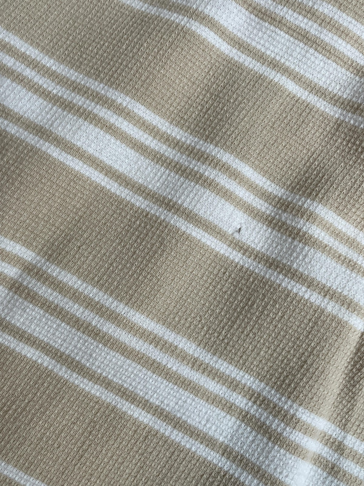 Southpole Polo Shirt Mens Large Tan White Stripe Short Sleeve Authentic Collared