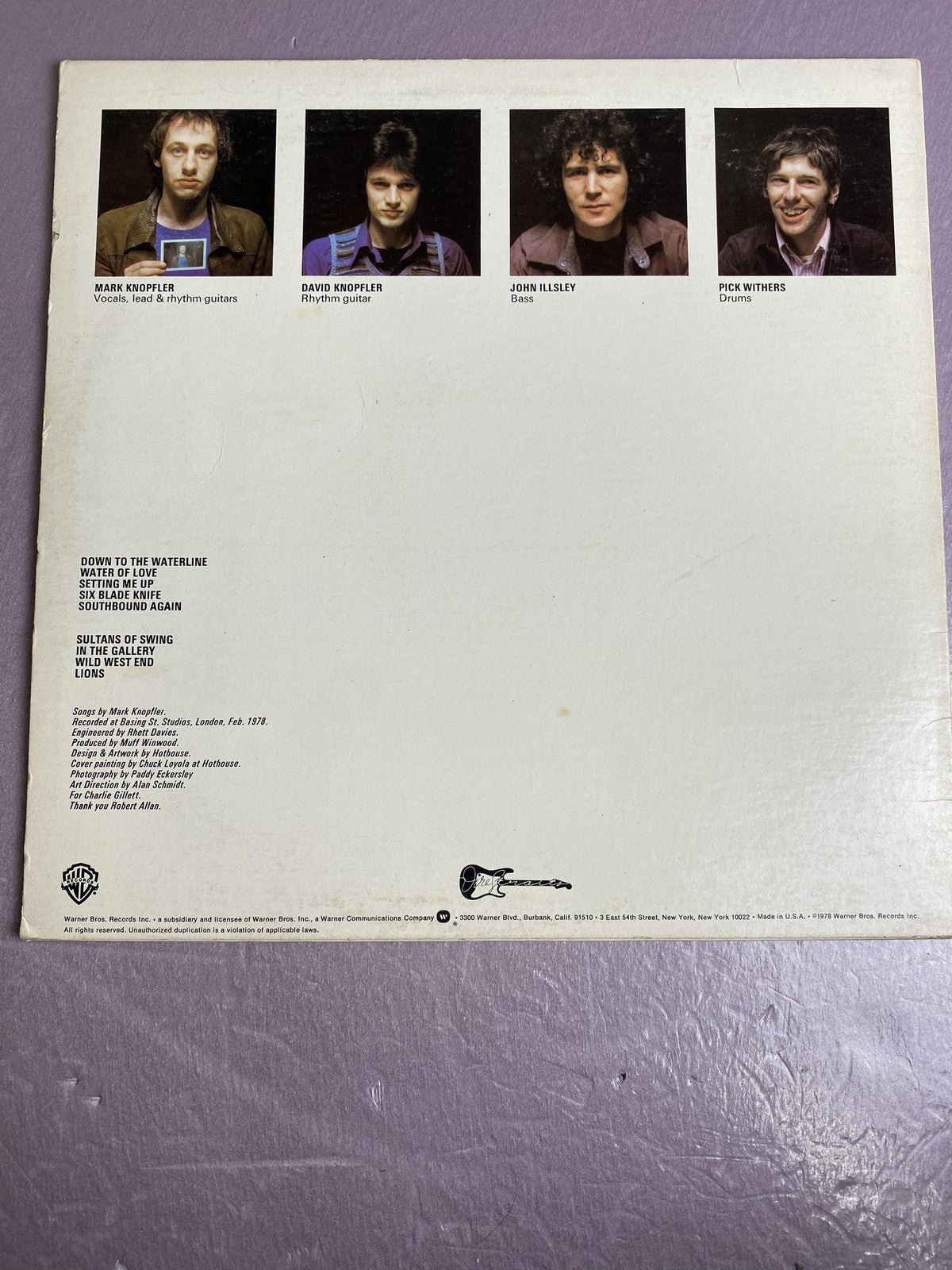 Vintage Dire Straits Self-Titled Vinyl 12" LP 1978 Warner BSK-3266 Classic Rock