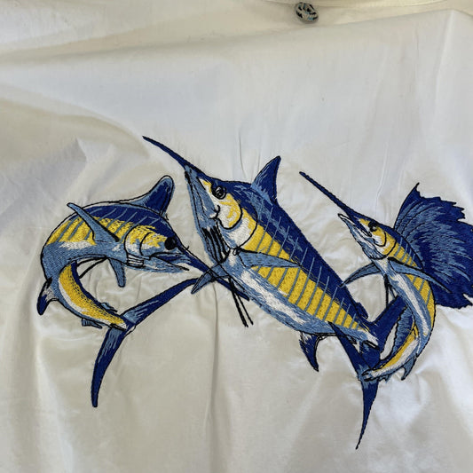 Cottonseed Shirt Mens XL Fishing Sailfish Embroidery Outdoor Vent Mesh Performan
