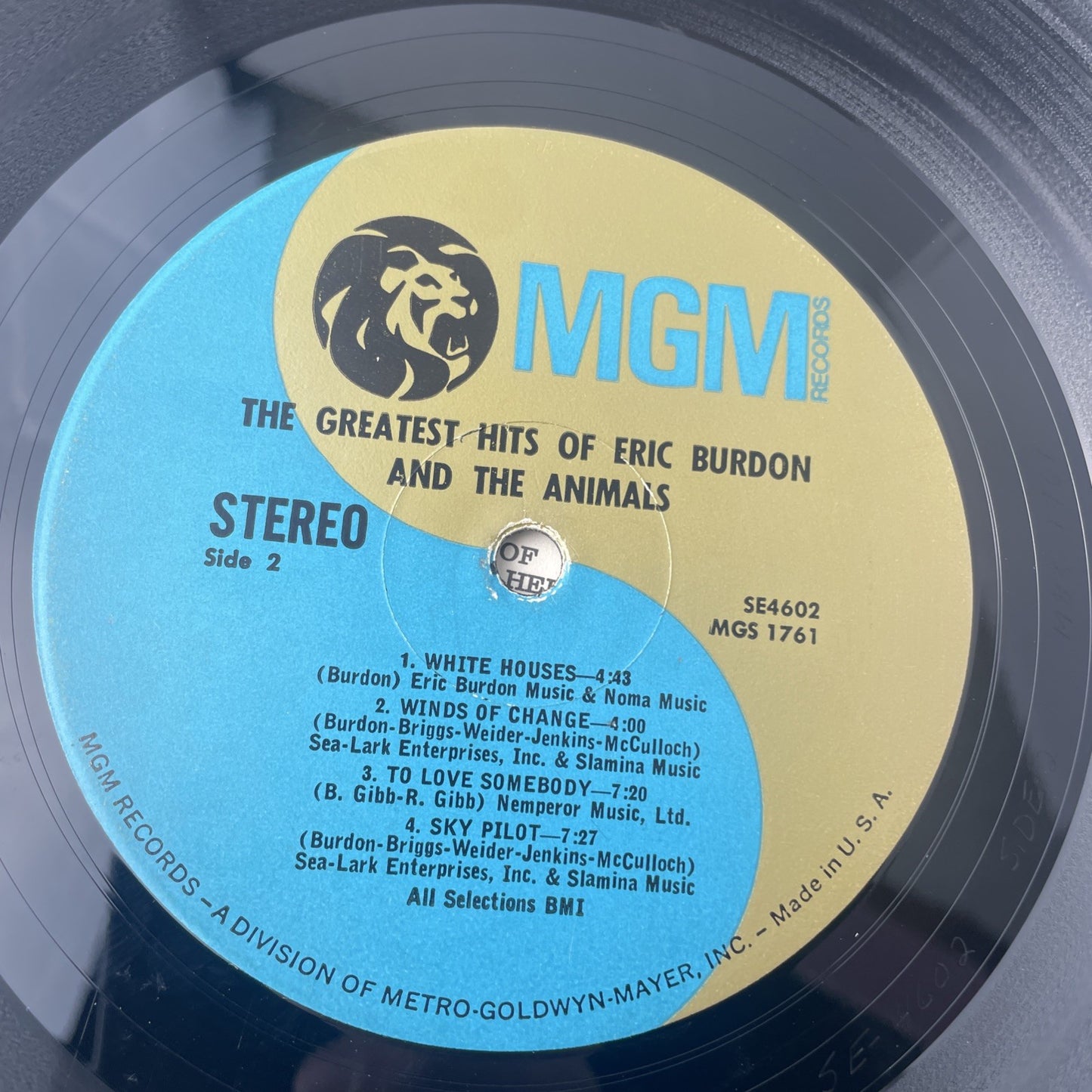 Eric Burdon And The Animals Greatest Hits LP (1969) Vinyl