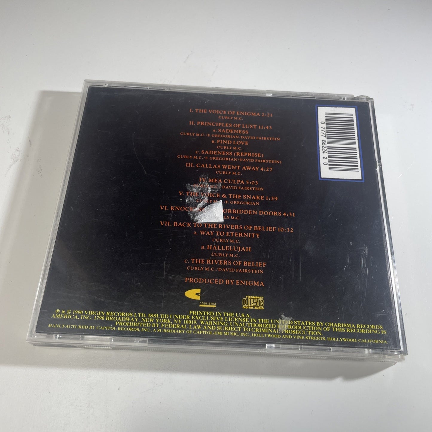 MCMXC A.D. - Enigma - Music CD - 1991 Charisma Rec Rare 90s Music Edm