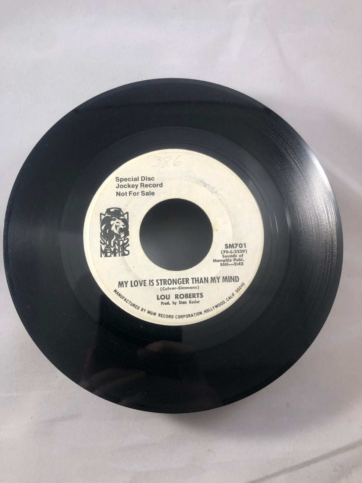 LOU ROBERTS MY LOVE IS STRONGER THAN MY MIND/ COLD HEART WLP PROMO 45 SOUL NM VG