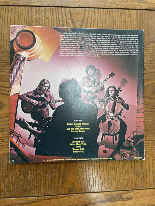 HARRY CHAPIN - Sniper & Other Love Songs (Elektra) - 12" Vinyl Record LP - VG (3