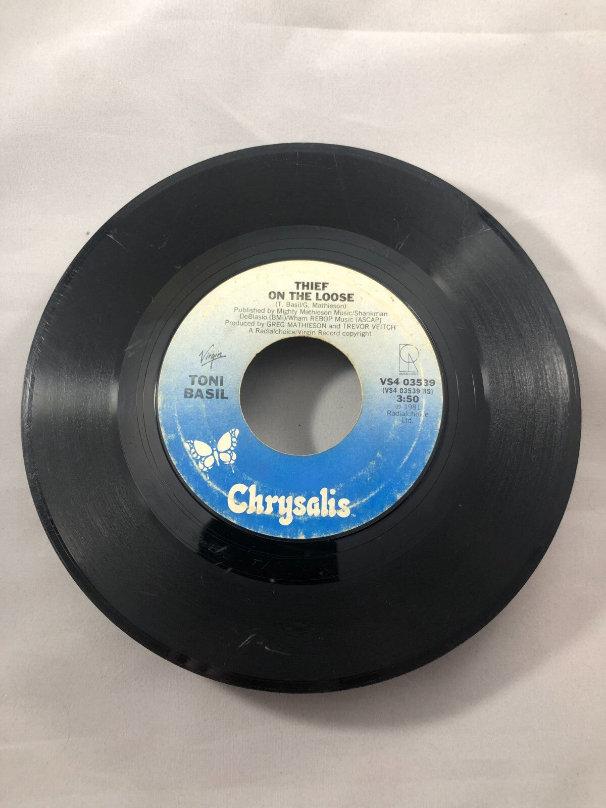 TONI BASIL “ MICKEY / THIEF ON THE LOOSE “ 1981 45RPM GOOD+ F184