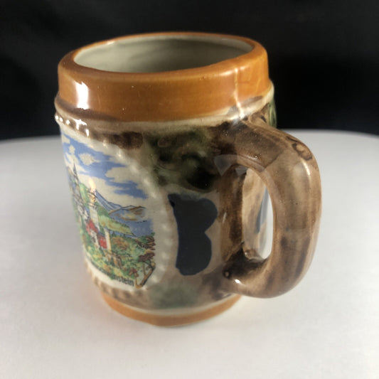 Vintage Collectible Ceramic Mini Stein Bavaria Orange Lustreware Konigsschloss
