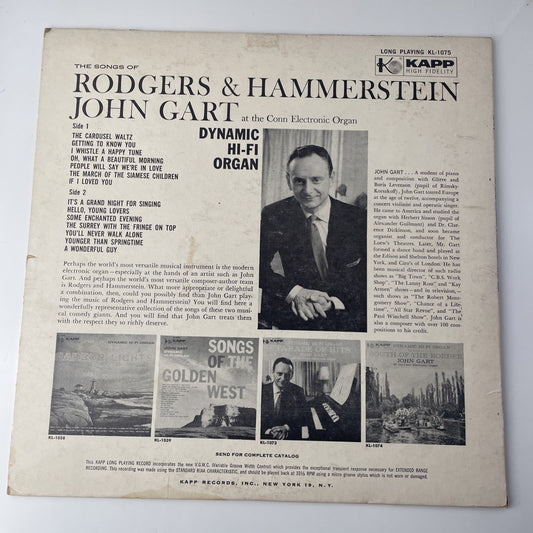 Vintage Classical John Gart - The Songs Of Rodgers Hammerstein - Vinyl Record