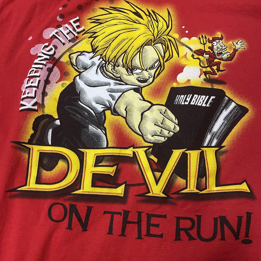 DBZ Dragonball Z Christian Church Shirt Mens Medium Red Graphic Tee Bible