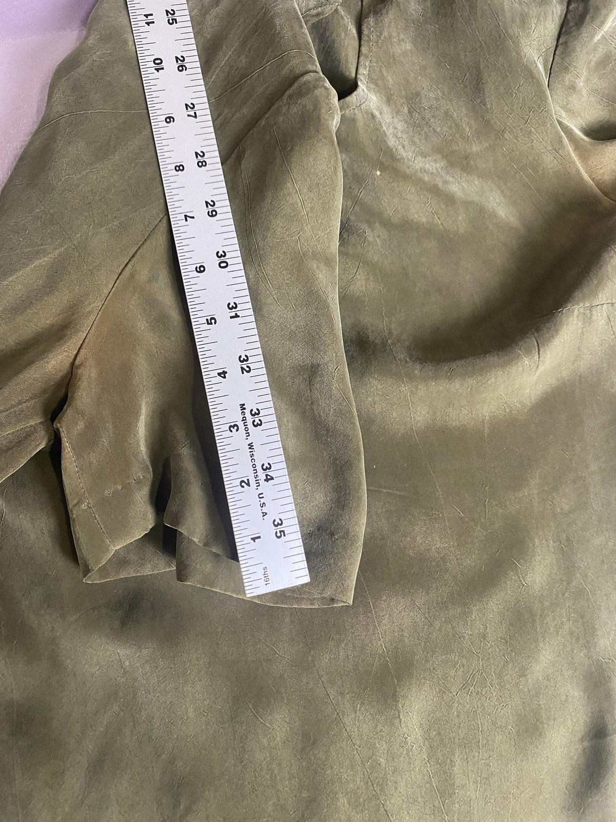 R&M Richards Shirt Pants Set Womens 8 Green Rayon 2 Piece Elastic Waist Casual