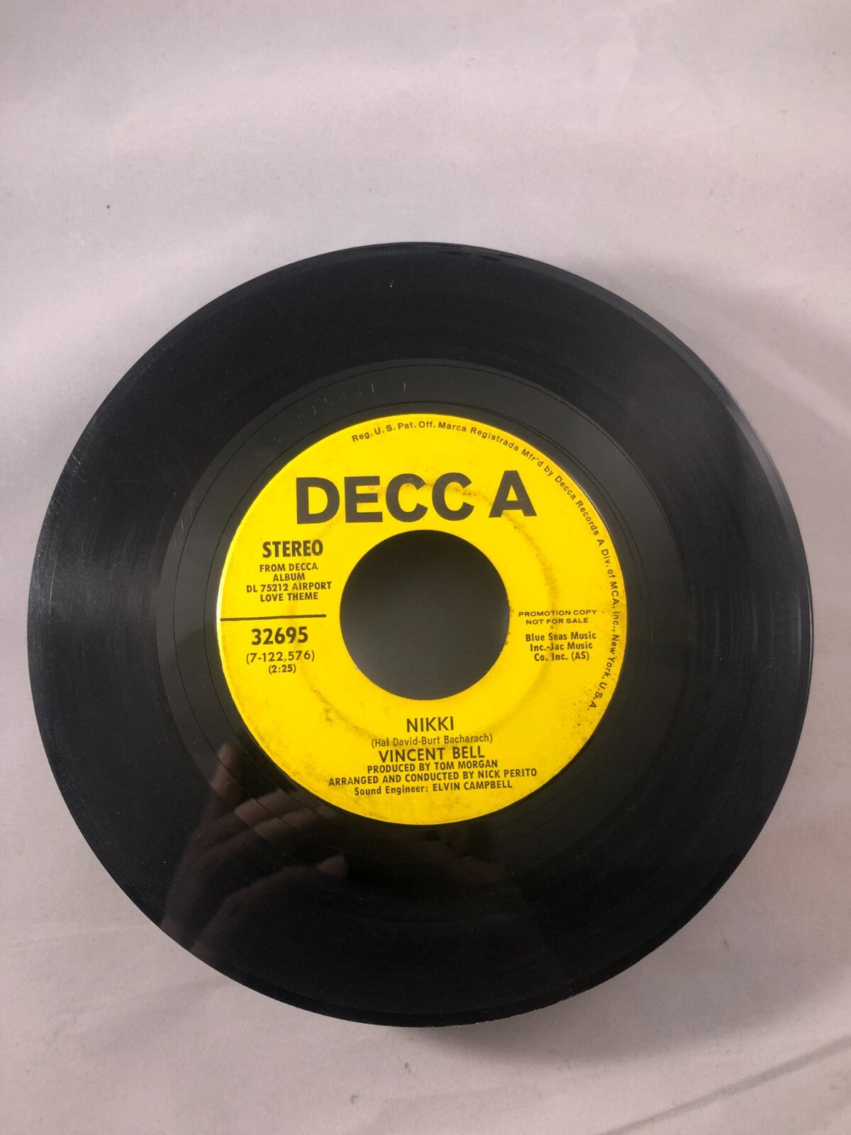 VINCENT BELL - DARLING LILI \ NIKKI DECCA PROMO 45 RARE PROMO VG