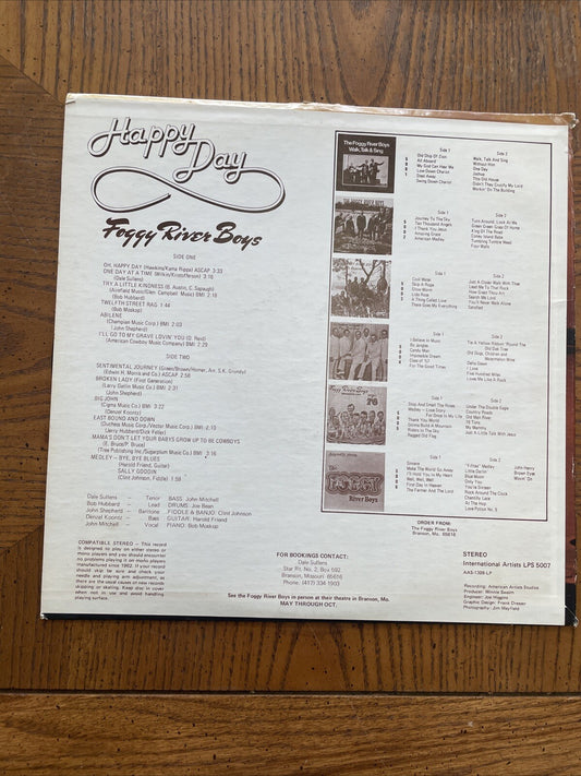 Foggy River Boys Happy Day Signed Autographed Vinyl LP Record Album From 1974