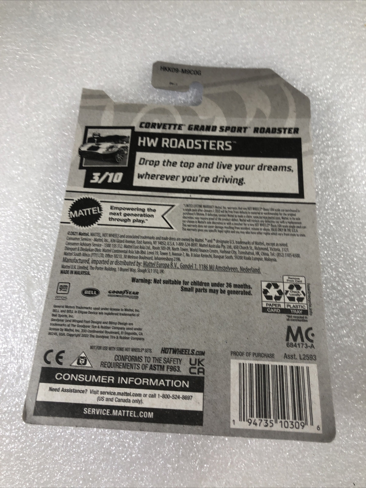 Hot Wheels 2021 HW Roadsters 3/10 White Corvette Grand Sport Roster 14/250