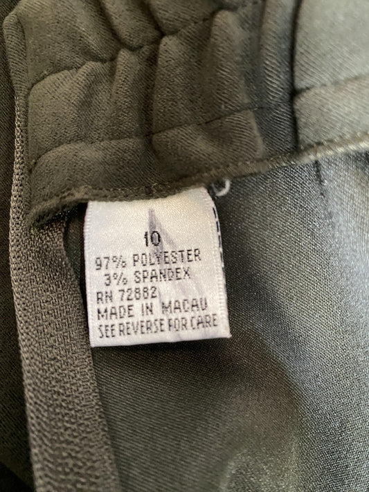 Dress Pants Womens 10 Green Microfiber Pull On Elastic Waist Straight Leg