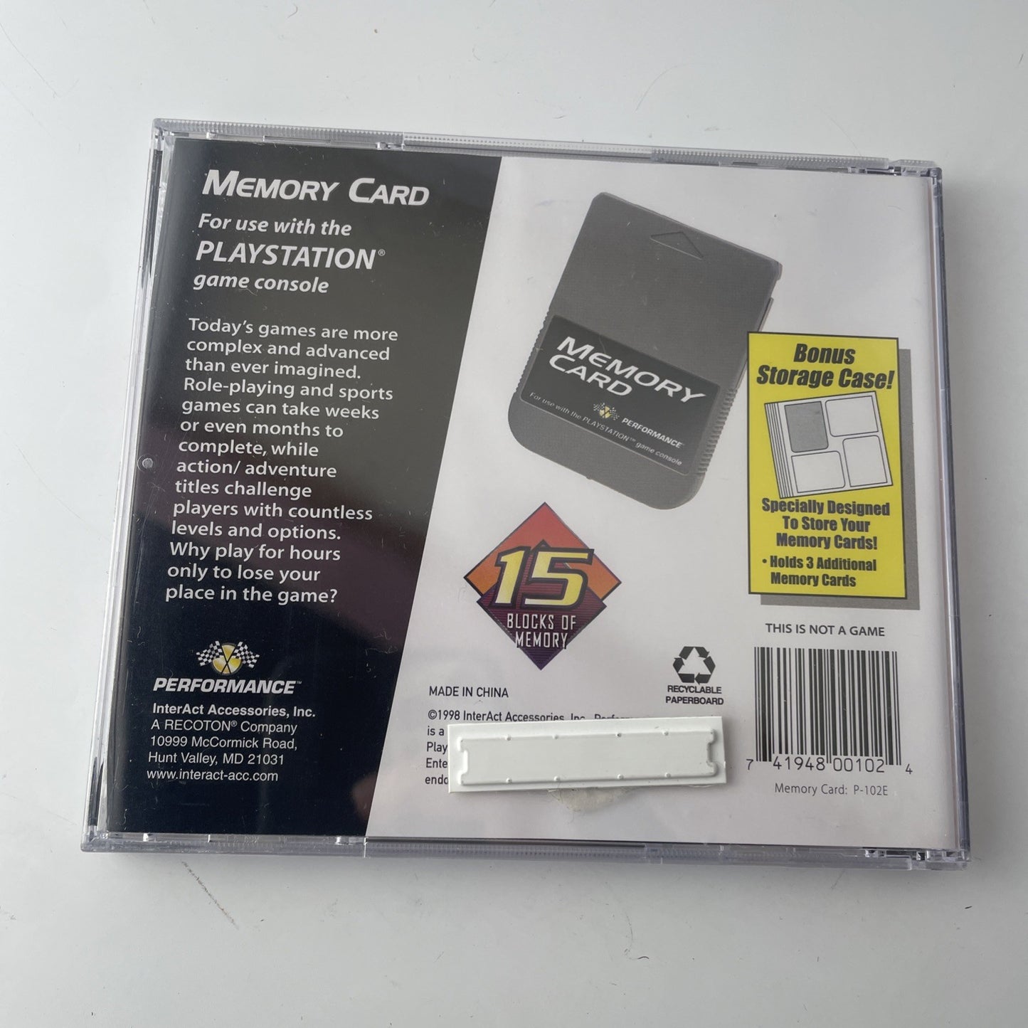 Performance Sony PlayStation 1 PS1 Memory Card CD Case Holder Brand New Sealed