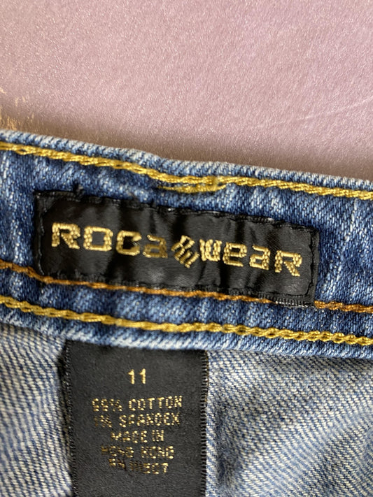 Rocawear Jeans Juniors 11 Blue Bootcut Mid Rise Studded Stretch Denim Pants