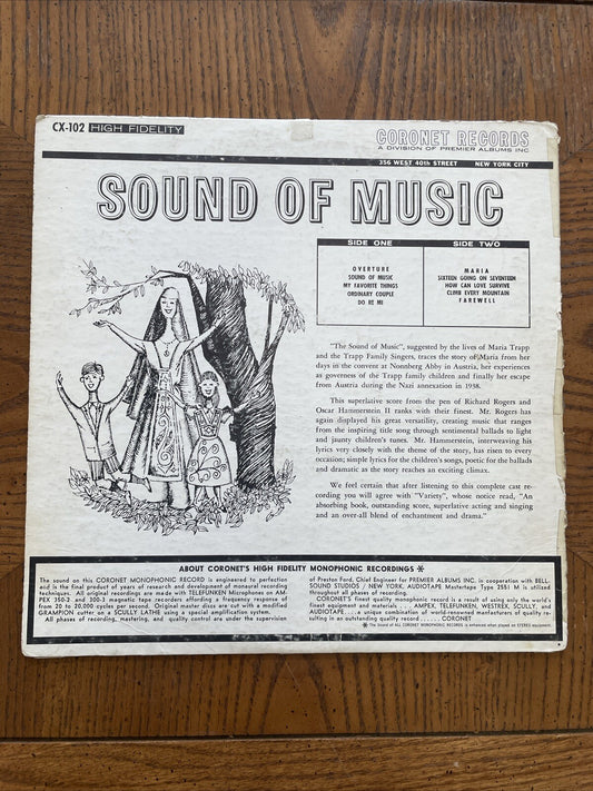 The Sound Of Music Vinyl Album Record Rodgers Hammerstein Coronet Records Rare