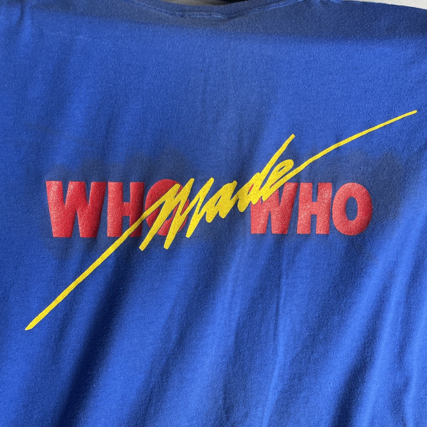 AC/DC Who Made Who 1986 Tour Shirt Authentic XL Original 80s Retro Blue Band Tee