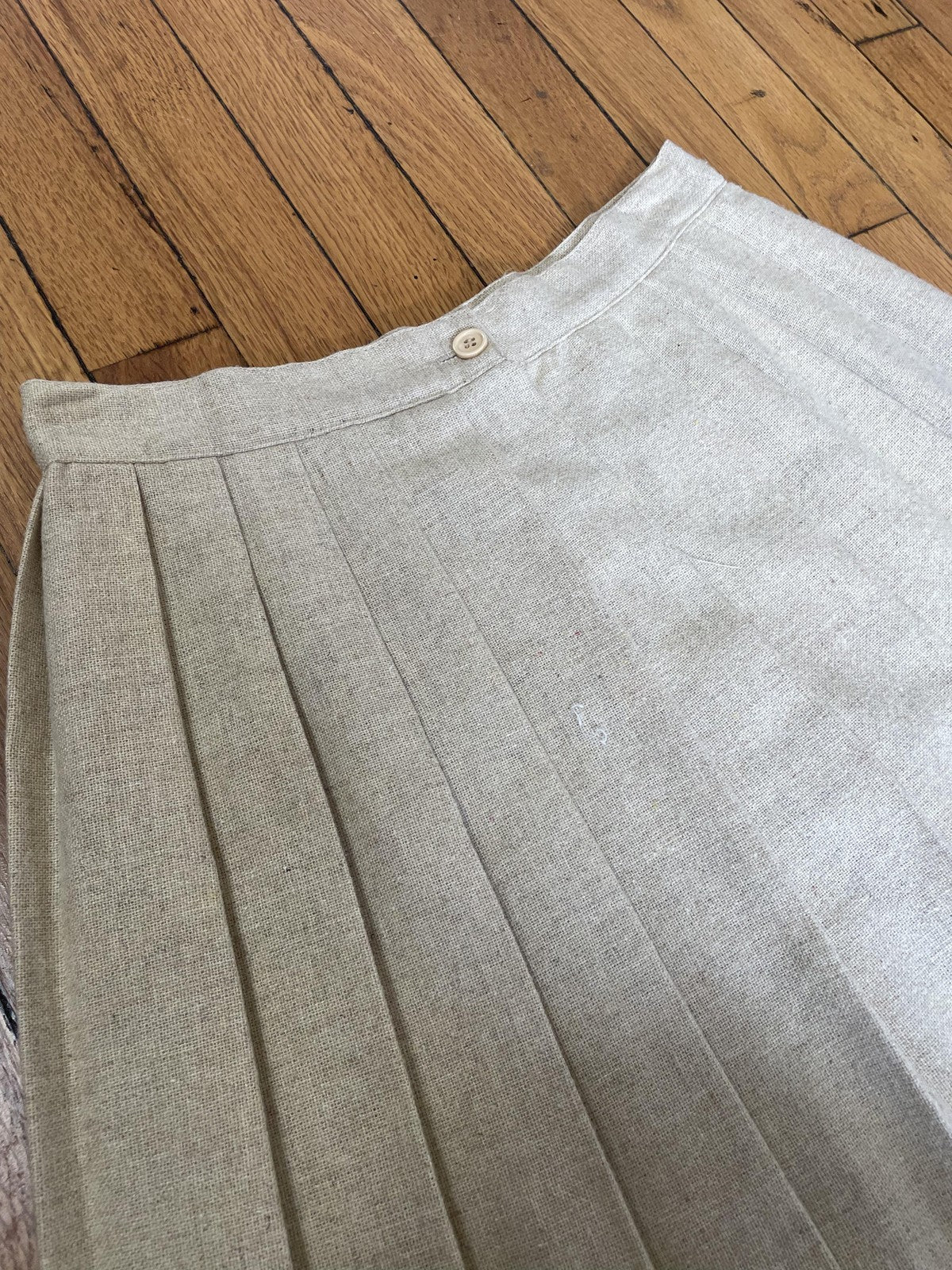 Vintage Pleated Wool Blend Skirt Womens Medium Geometric Pattern Classic 90s