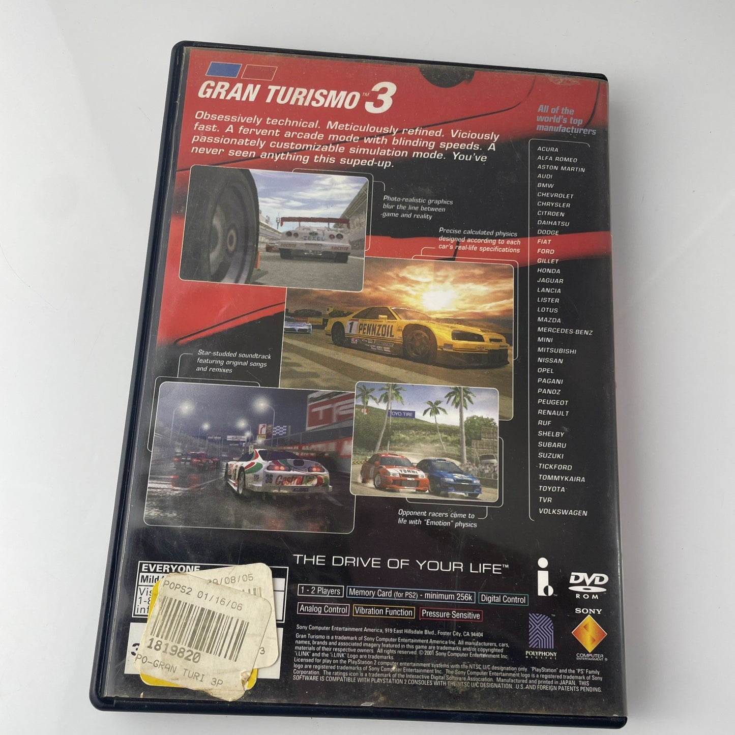 Gran Turismo 3 A Spec (Sony PlayStation 2, PS2, 2001) No Manual Eb Games Sticker