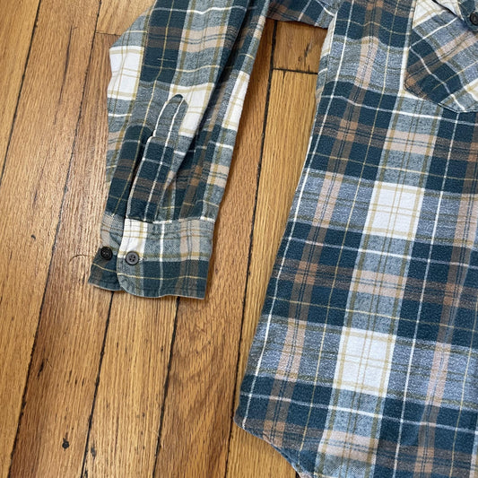 Windbreaker Shirt Mens Medium Plaid Flannel Button Up Pockets Casual