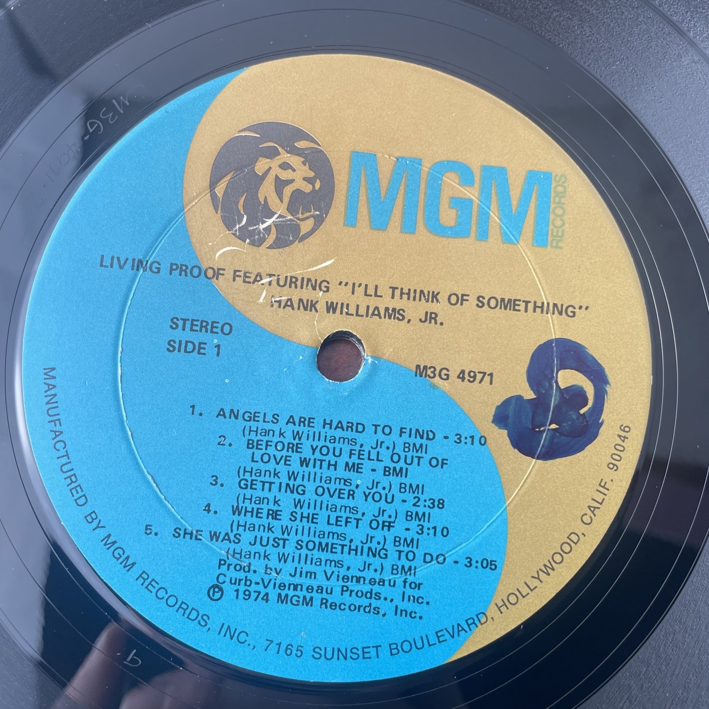 Hank Williams Jr. Living Proof LP 1974 MGM M3M-4971 VINYL
