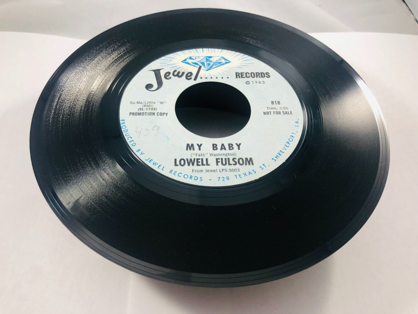 Rare PROMO Blues 1960s LOWELL FULSOM: my baby / bluesway JEWEL 7" Single 45 RPM