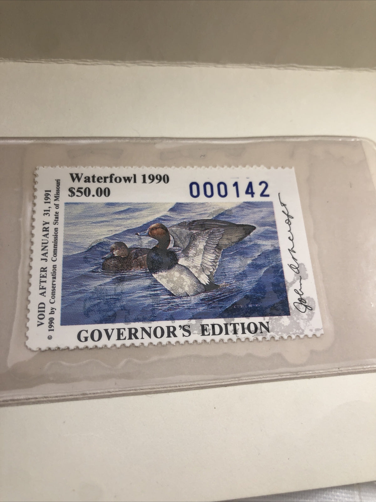 U.S. (MO12G) 1990 Missouri State Governor Edition Duck Stamp Rare First Year