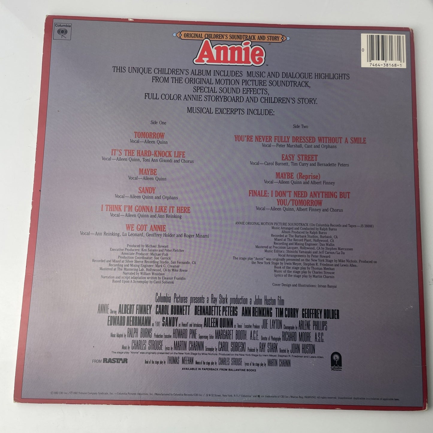 Annie Soundtrack Vinyl Record Gatefold LP 1982 Columbia Story Game Board VG