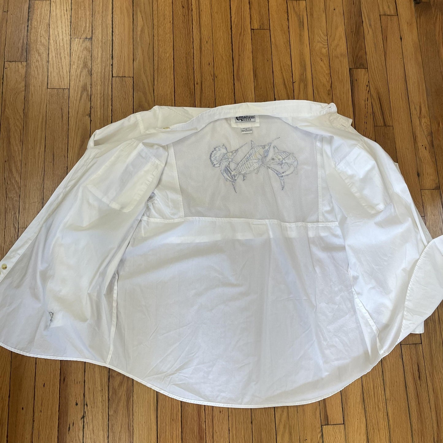 Cottonseed Shirt Mens XL Fishing Sailfish Embroidery Outdoor Vent Mesh Performan