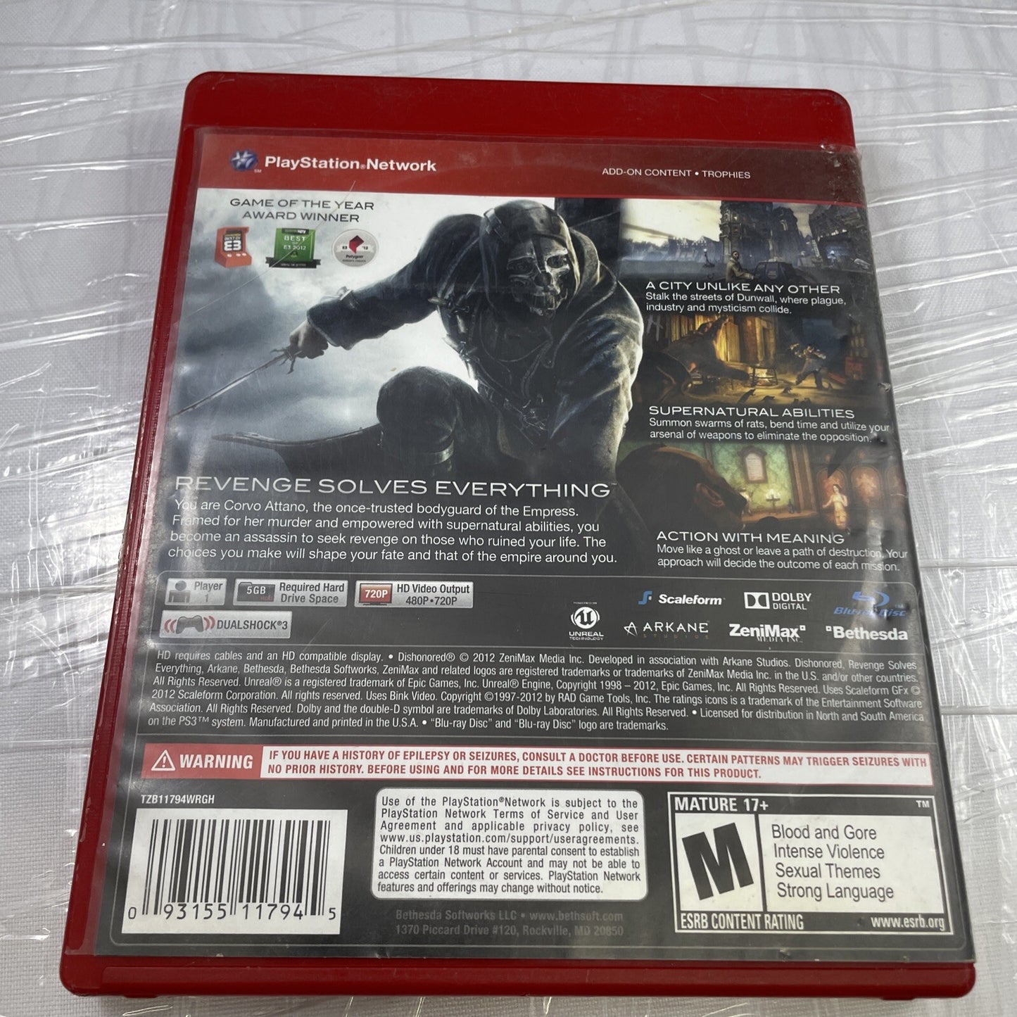 Dishonored (Sony PlayStation 3, 2012) PS3 GAME Tested Very Good Disc