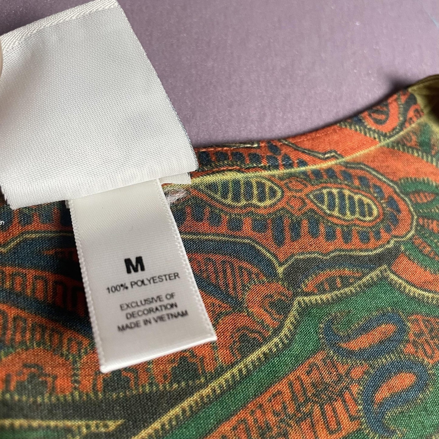 Ransom Tank Top Womens Medium Orange Green Paisley Ruffle Neck Sleeveless Boho
