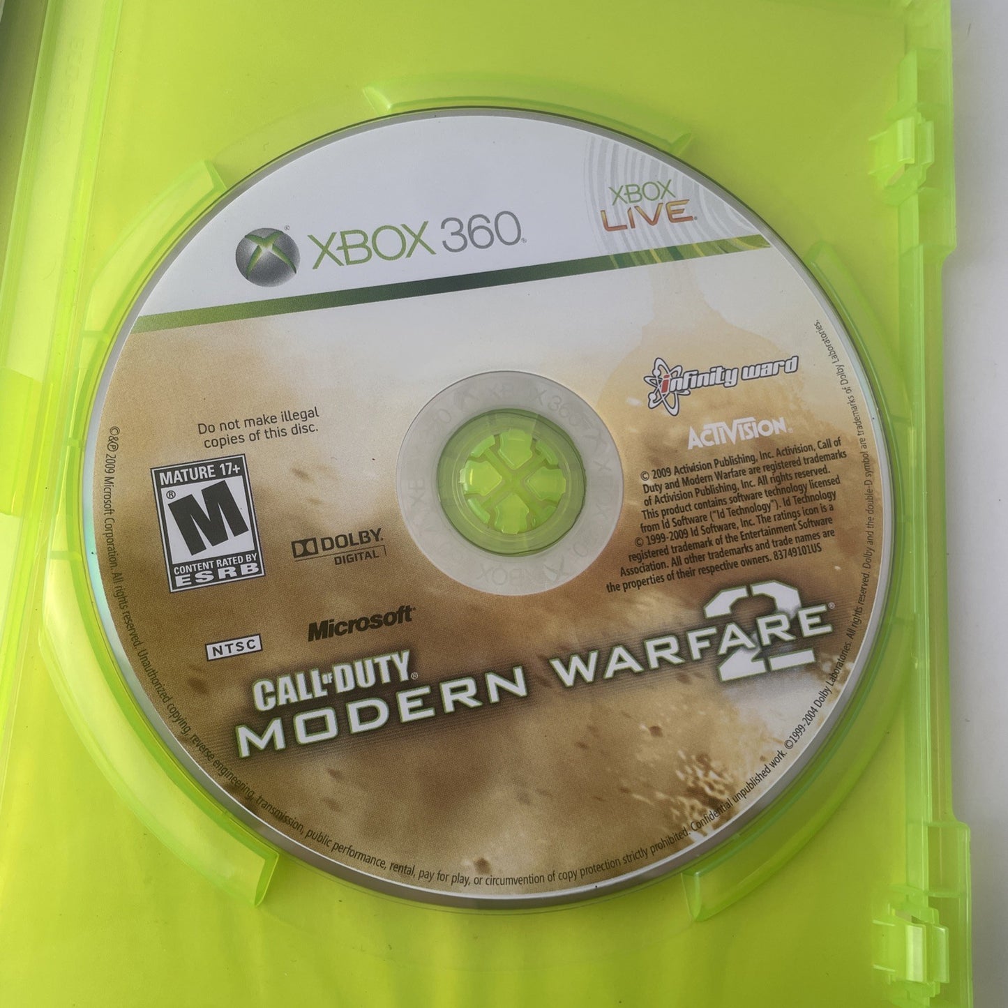 Call of Duty Modern Warfare 2 Xbox 360 Classic Shooter Video Game Original Case