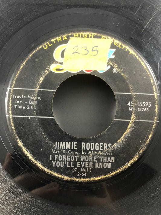JIMMIE RODGERS...THE WORLD I USED TO KNOW / I FORGOT...45 RPM 7" VINYL RECORD G