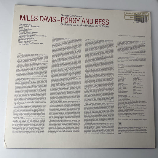 Miles Davis LP Porgy and Bess Gil Evans M-/M- Very Good W/ Columbia Jazz Poster