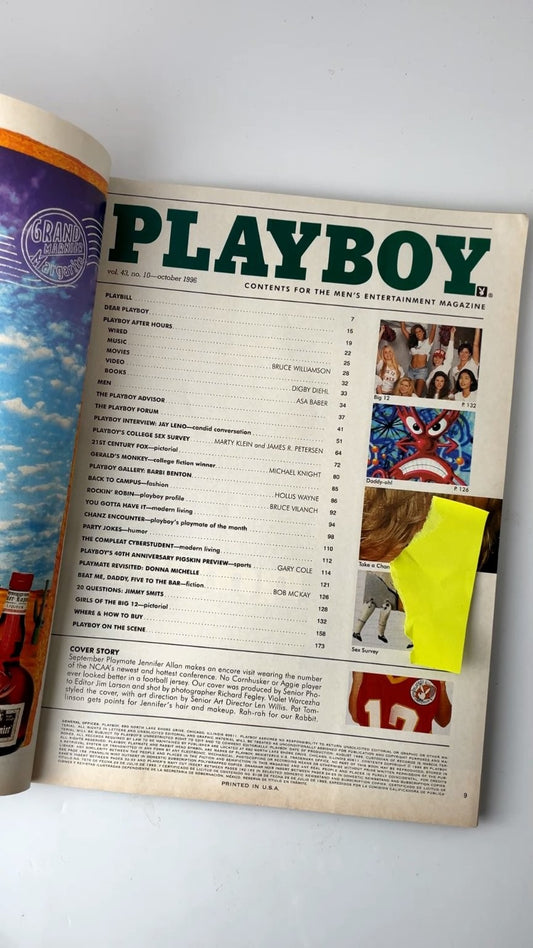 Playboy October 1996 Samantha Fox Jay Leno Interview Illustrated