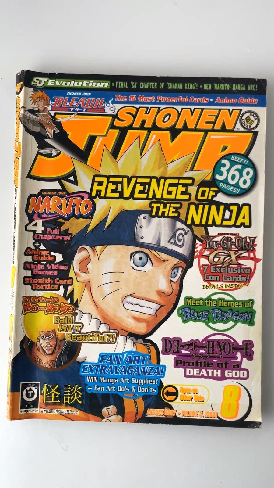 Shonen Jump August 2007 Volume 5 Issue 8 Naruto Bleach Yu-Gi-Oh GX NO CARD