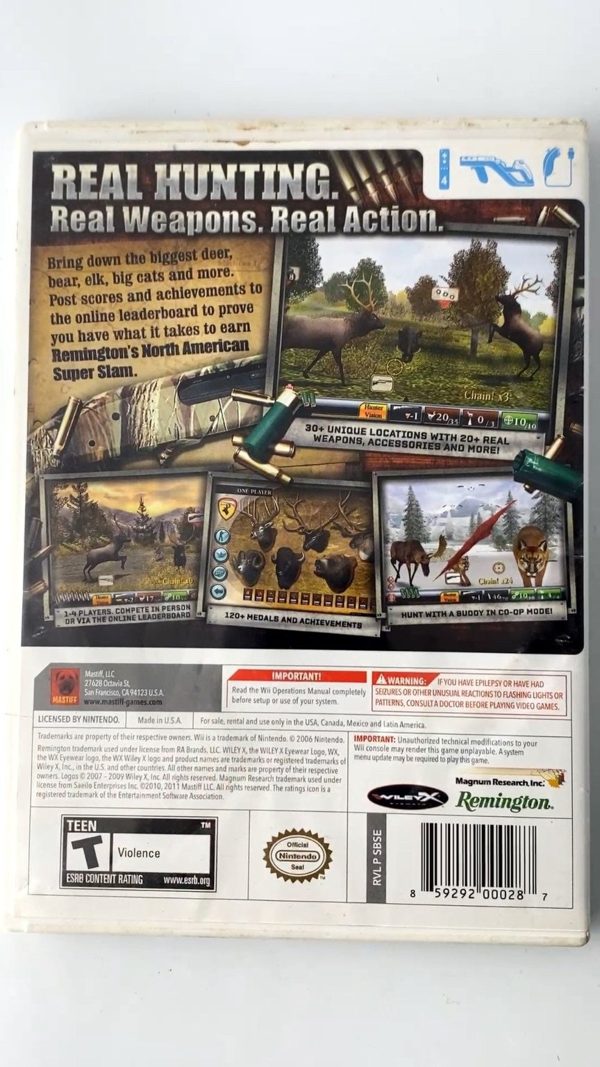 Remington Super Slam Hunting North America Wii Video Game Multiplayer
