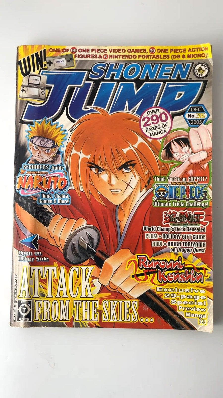 Shonen Jump Vol 3 Issue 12 Dec 2005 Rurouni Kenshin Naruto One Piece NO CARD