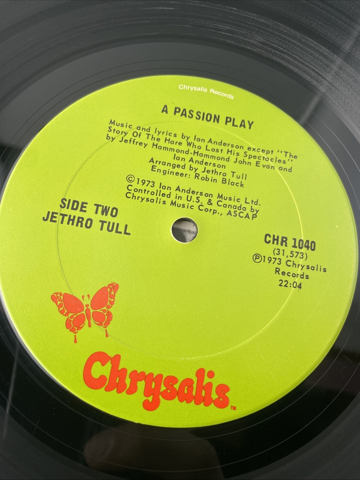 Jethro Tull “A Passion Play” CHR 1040 Chrysalis Records &Booklet Gatefold 12” LP