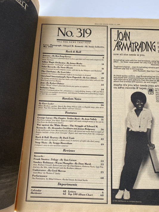 Rolling Stone Magazine No. 319 June 12 1980 Rock & Roll Illustrated