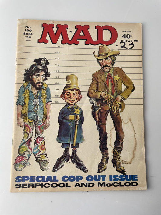 Vintage MAD Magazine No. 169 Sept 1974 Satire Alfred E. Neuman Softcover Comic